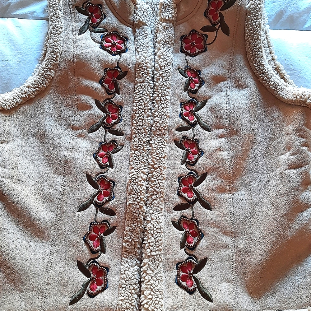 Suede faux shearling warm vest xl